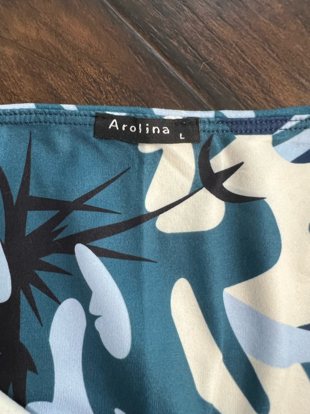 Women’s XL Lightweight Blue Teal White Floral Print Knit Palazzo Pants NWOT - Picture 3 of 6